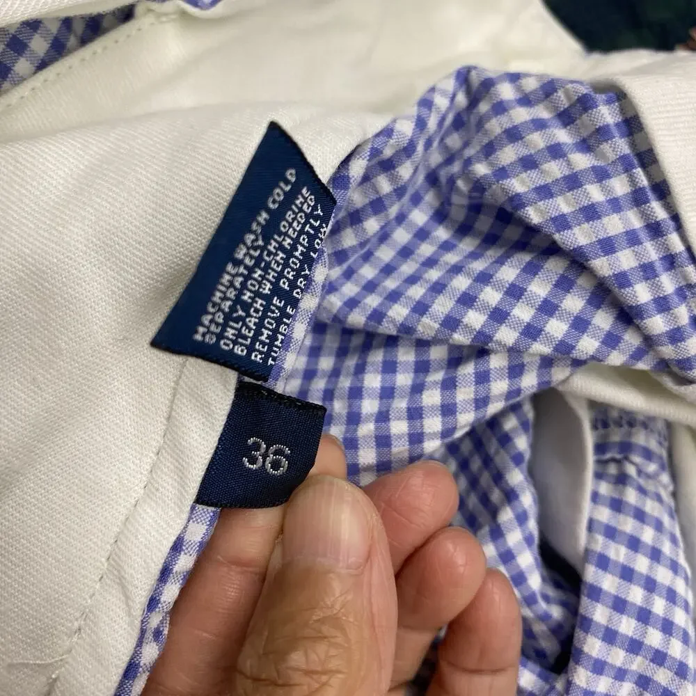 Polo Ralph Lauren Men’s Blue White Gingham Shorts Size 36 Cotton Preppy Classic
